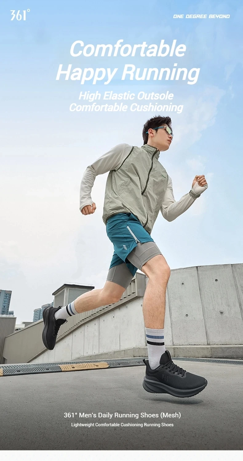 361 Degrees Fengye 5.0 Men's Running Shoes Lightweight Wear Resistant Shock Absorb Breathable Soft Soled Male Sneaker 672542210F