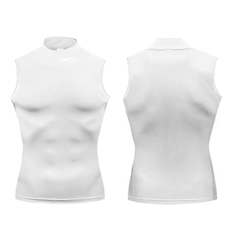 Compression Shirt Men Running Vests Gym Tank Tops Muscle Fitness Clothing Turtleneck Elastic Sports Sleeveless T Shirts