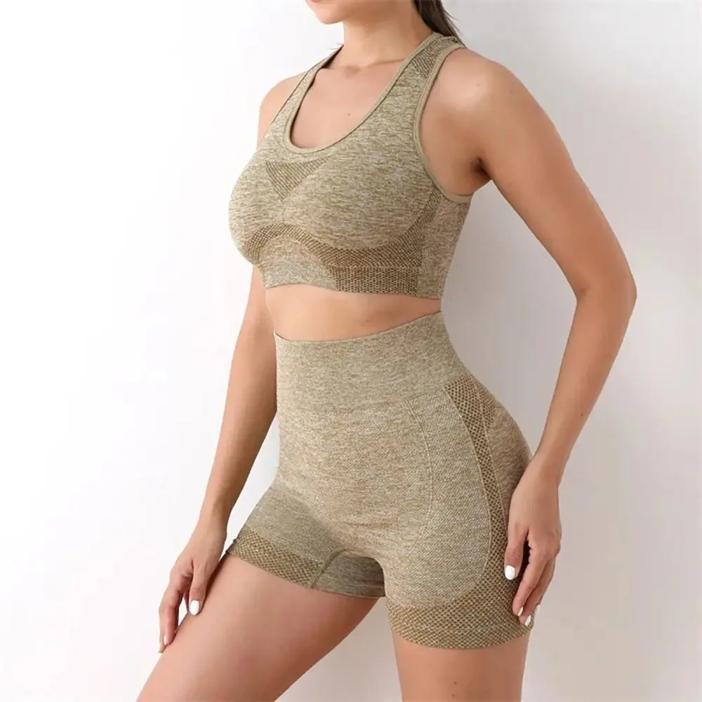 2Pcs/Set New High Waist Women Yoga Set Seamless Crop Top Leggings Sports Suits Elastic Plus Size Workout Sportswear