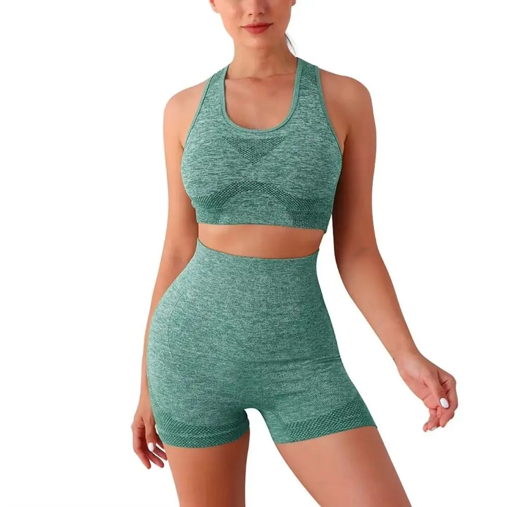 2Pcs/Set New High Waist Women Yoga Set Seamless Crop Top Leggings Sports Suits Elastic Plus Size Workout Sportswear