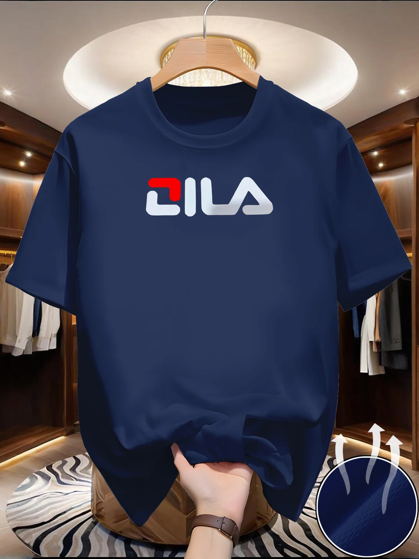 Summer men's short-sleeved American design printed T-shirt casual sports versatile top