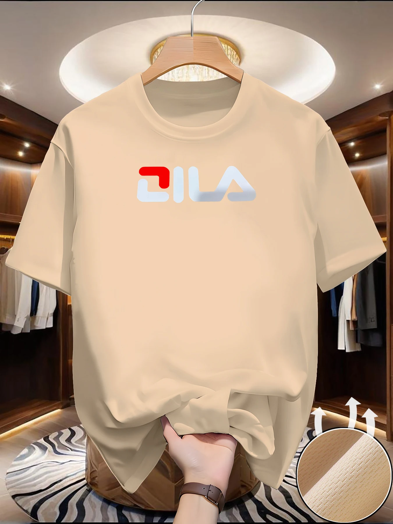 Summer men's short-sleeved American design printed T-shirt casual sports versatile top