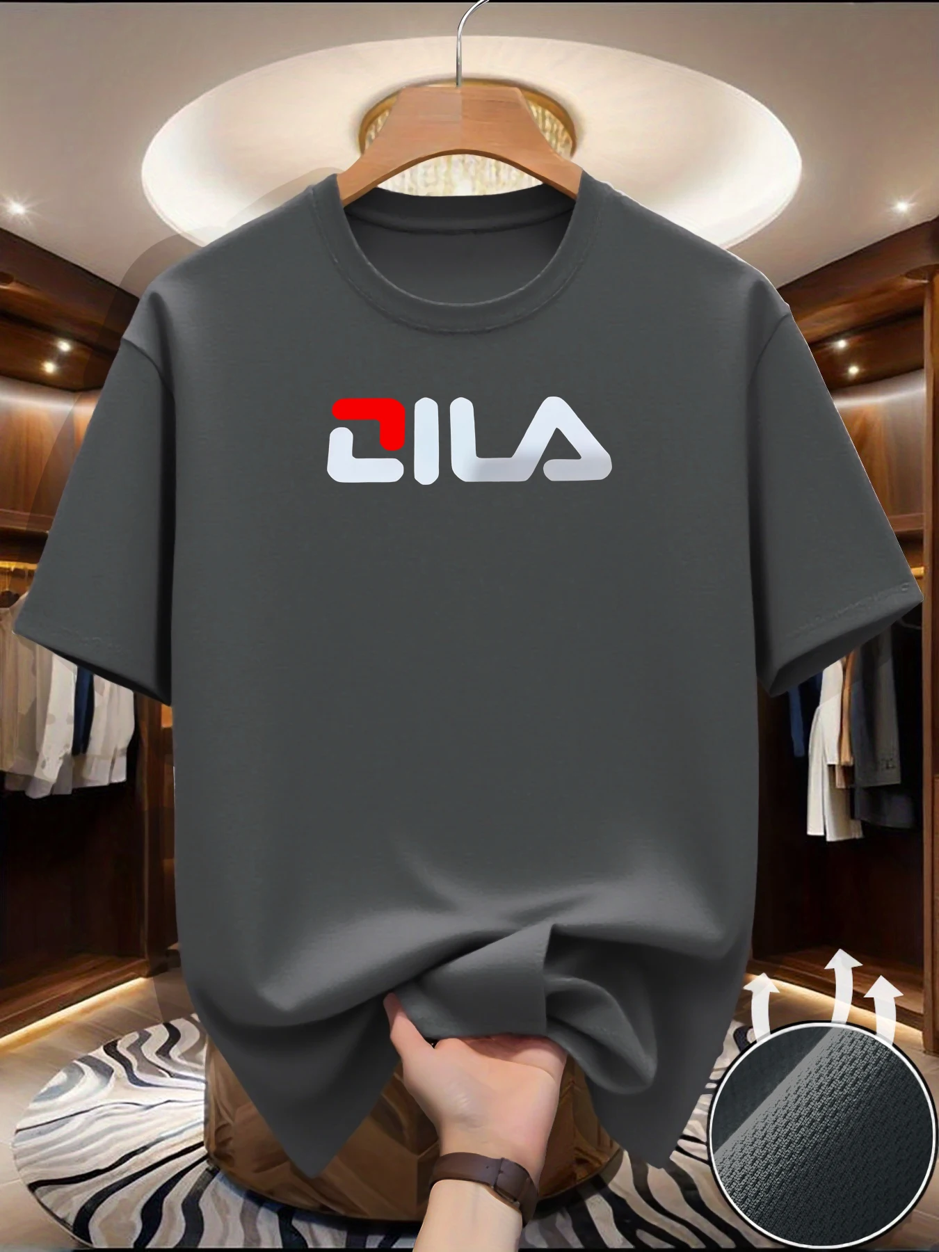 Summer men's short-sleeved American design printed T-shirt casual sports versatile top
