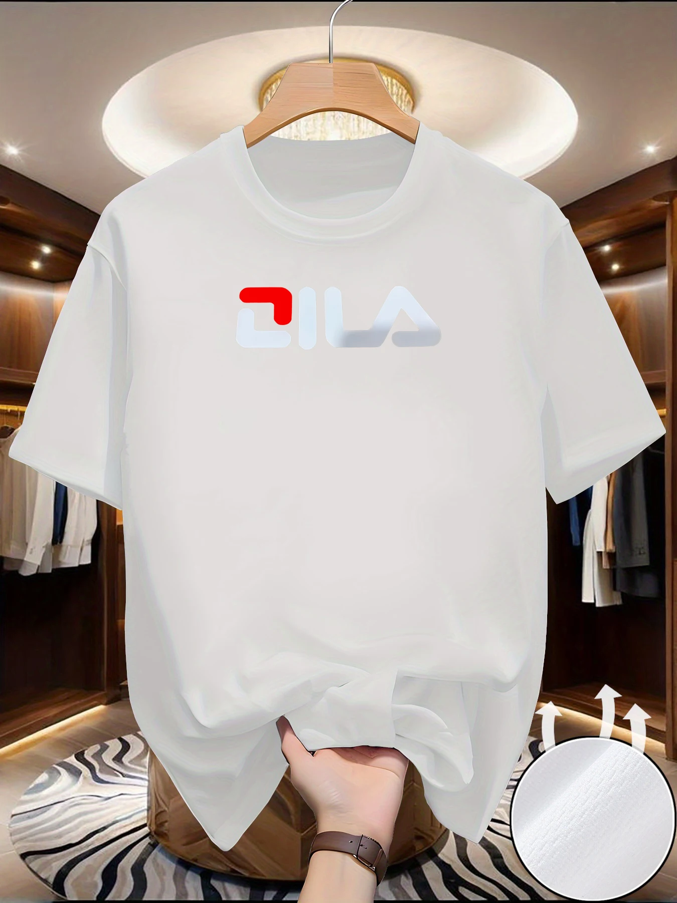 Summer men's short-sleeved American design printed T-shirt casual sports versatile top