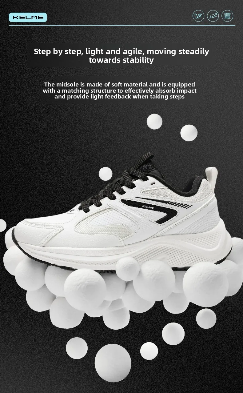 Kelme Dad Shoes Slip-resistant Women Men Retro Chunky Sneakers Casual Walking Running Shoes Fashion Comfortable Sportswear