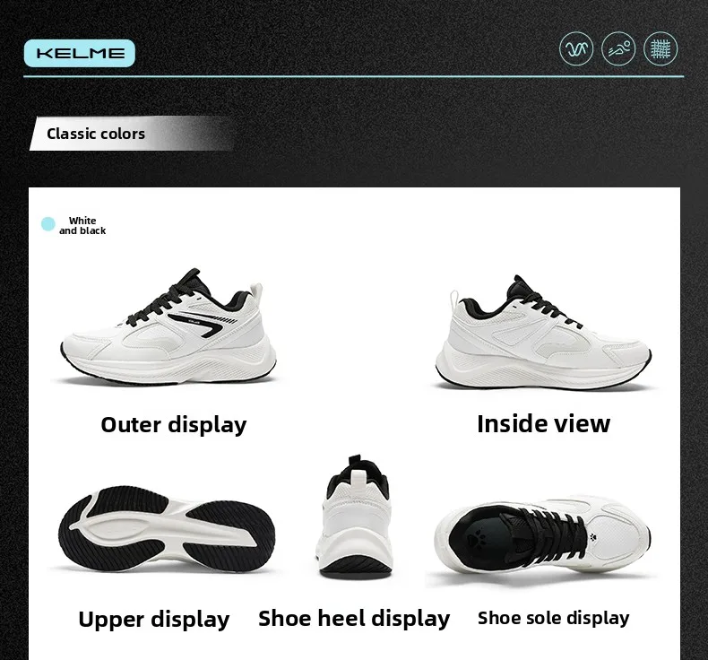 Kelme Dad Shoes Slip-resistant Women Men Retro Chunky Sneakers Casual Walking Running Shoes Fashion Comfortable Sportswear