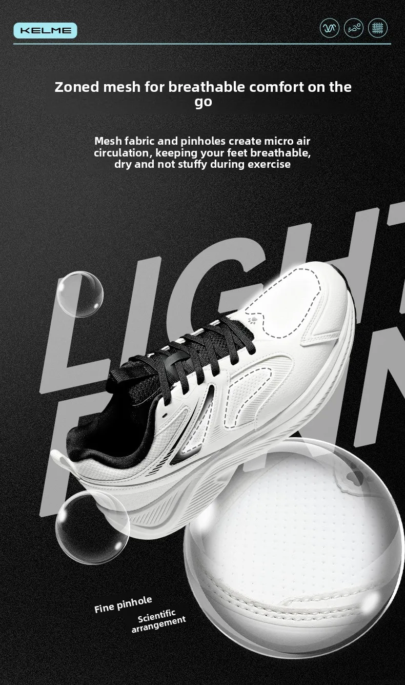 Kelme Dad Shoes Slip-resistant Women Men Retro Chunky Sneakers Casual Walking Running Shoes Fashion Comfortable Sportswear