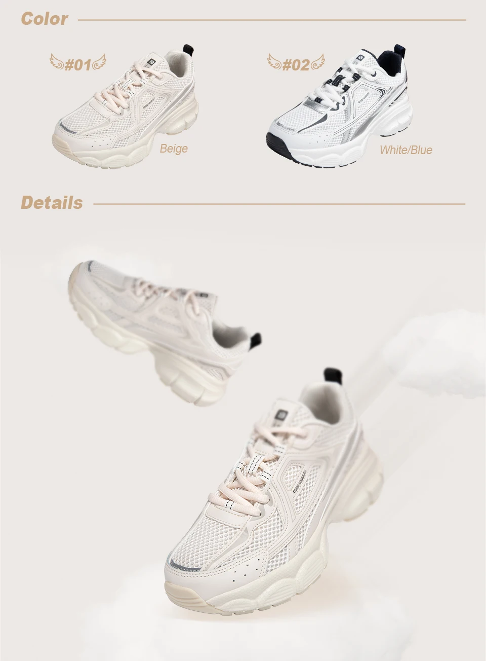 Baasploa Women Running Shoes Fashion Lightweight Mesh Non-slip Jogging Sneaker Female Outdoor Breathable Colorful Casual Shoes