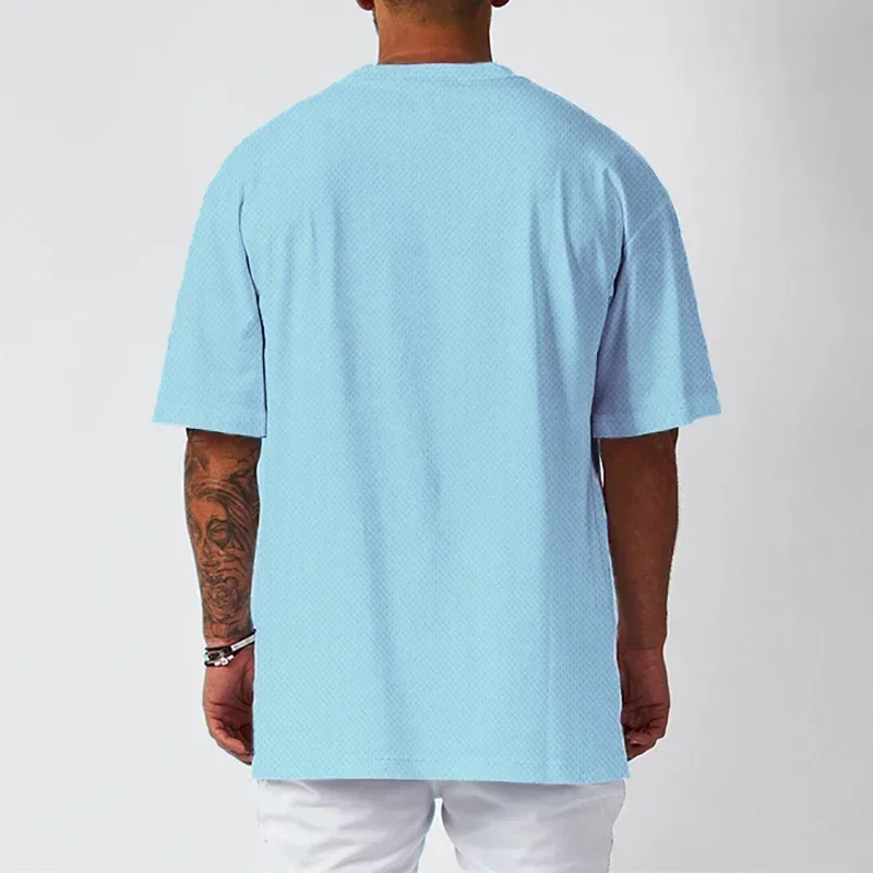 Plain Oversized Loose Mens Casual T-shirts Gym Bodybuilding Fitness Short Sleeves Tops Summer Mesh Breathable Quick Dry Shirts