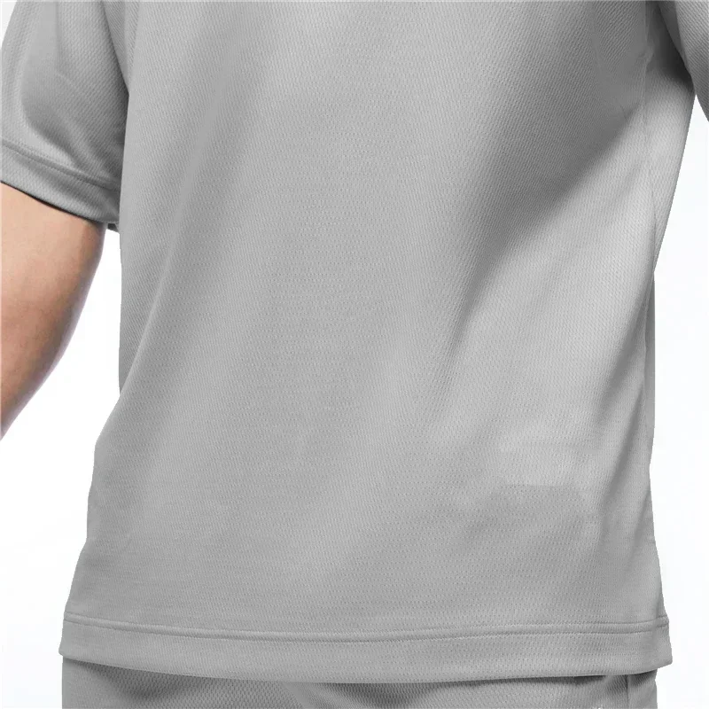 Plain Oversized Loose Mens Casual T-shirts Gym Bodybuilding Fitness Short Sleeves Tops Summer Mesh Breathable Quick Dry Shirts