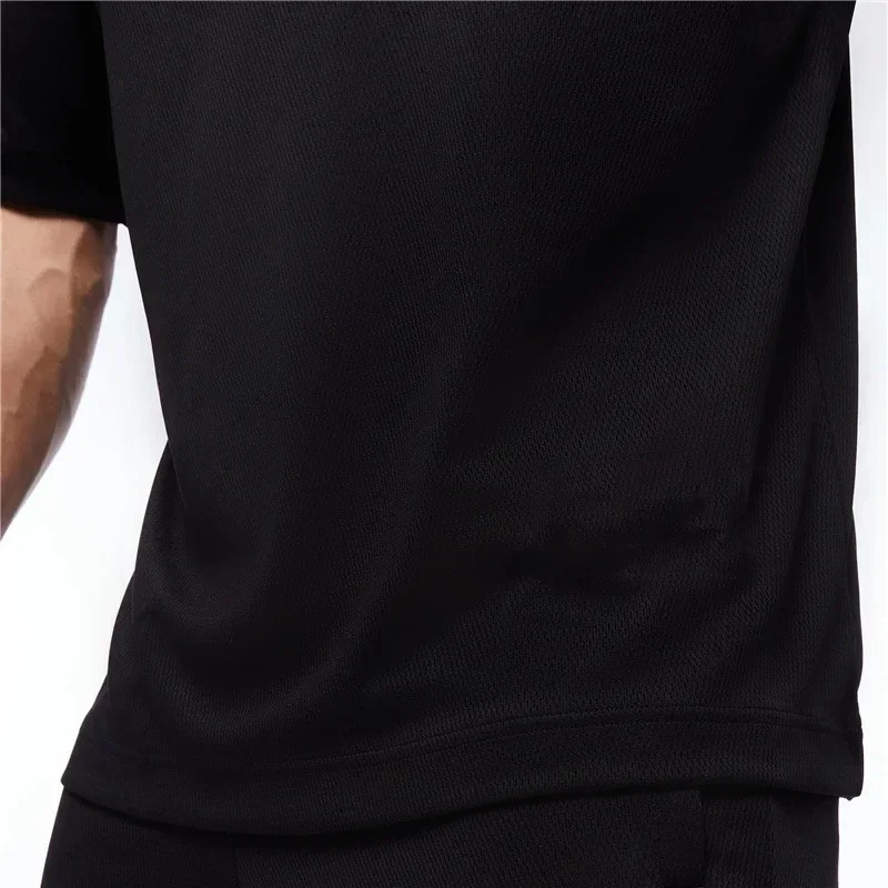 Plain Oversized Loose Mens Casual T-shirts Gym Bodybuilding Fitness Short Sleeves Tops Summer Mesh Breathable Quick Dry Shirts