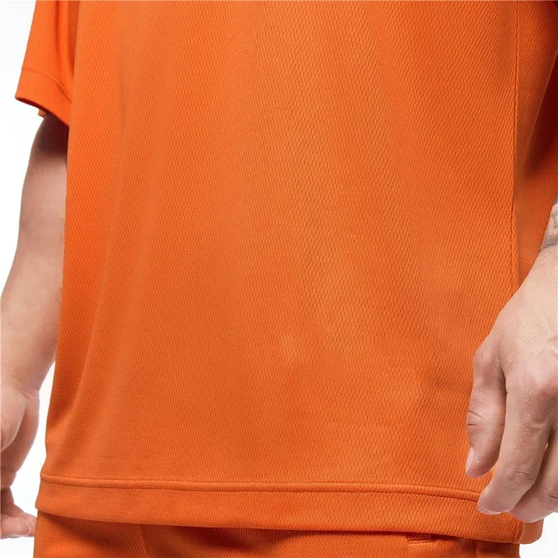 Plain Oversized Loose Mens Casual T-shirts Gym Bodybuilding Fitness Short Sleeves Tops Summer Mesh Breathable Quick Dry Shirts