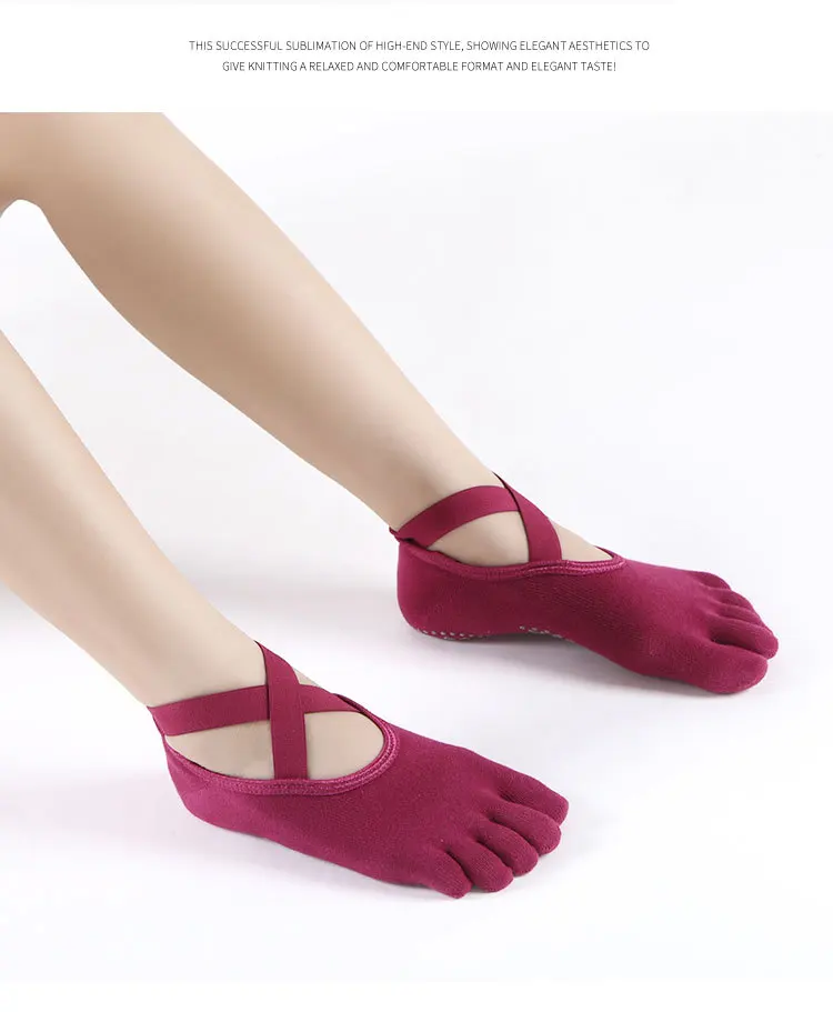 Yoga Socks for Women Anti Slip Five Toe Ladies Pilates Socks Ballet Heel Protector Professiona Sports Dance Socks