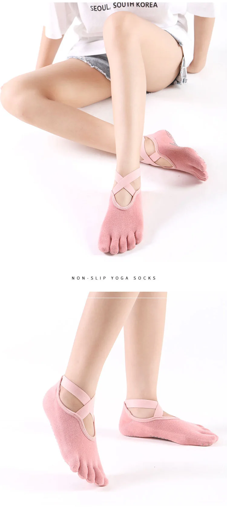 Yoga Socks for Women Anti Slip Five Toe Ladies Pilates Socks Ballet Heel Protector Professiona Sports Dance Socks