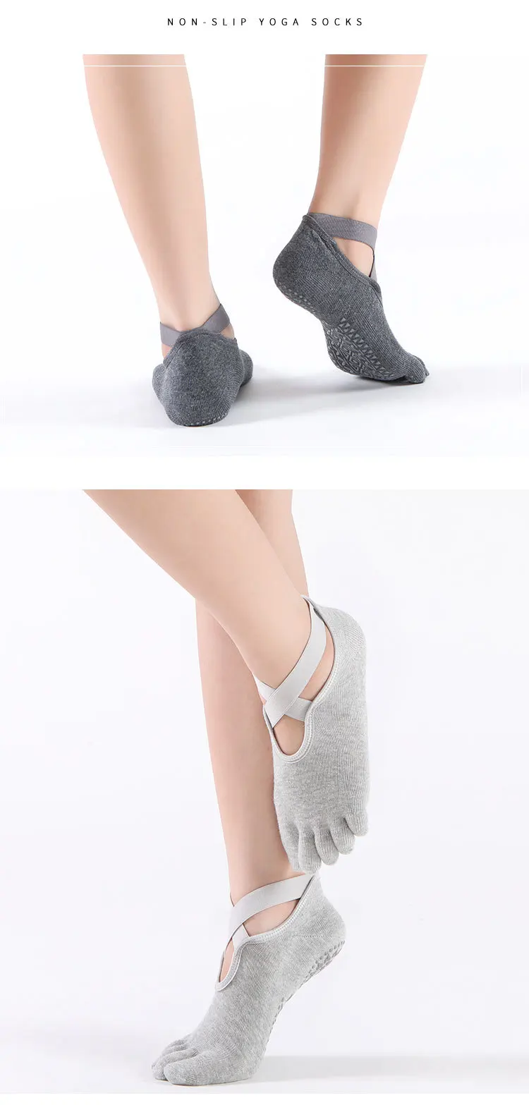 Yoga Socks for Women Anti Slip Five Toe Ladies Pilates Socks Ballet Heel Protector Professiona Sports Dance Socks