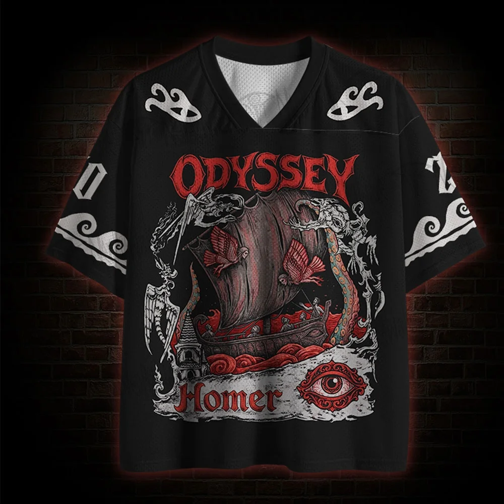 2026 New Nordic Mythical Theme Sports Fashion Short Sleeve V-neck Street View Clothing Mythical Fan Gifts T-shirt