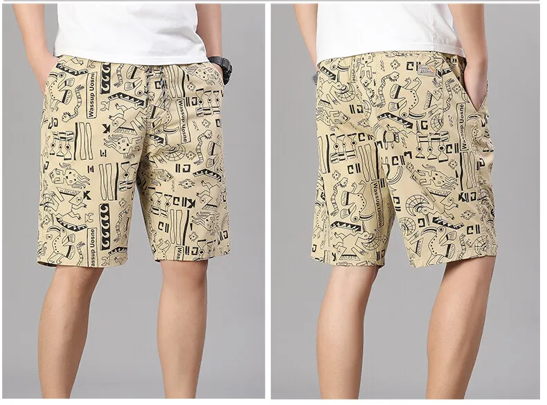 Men‘s Streetwear Casual Shorts Holiday Bermuda Shorts Elastic Waist Golf Shorts Relaxed Fit Cotton Drawstring Sweat Shorts