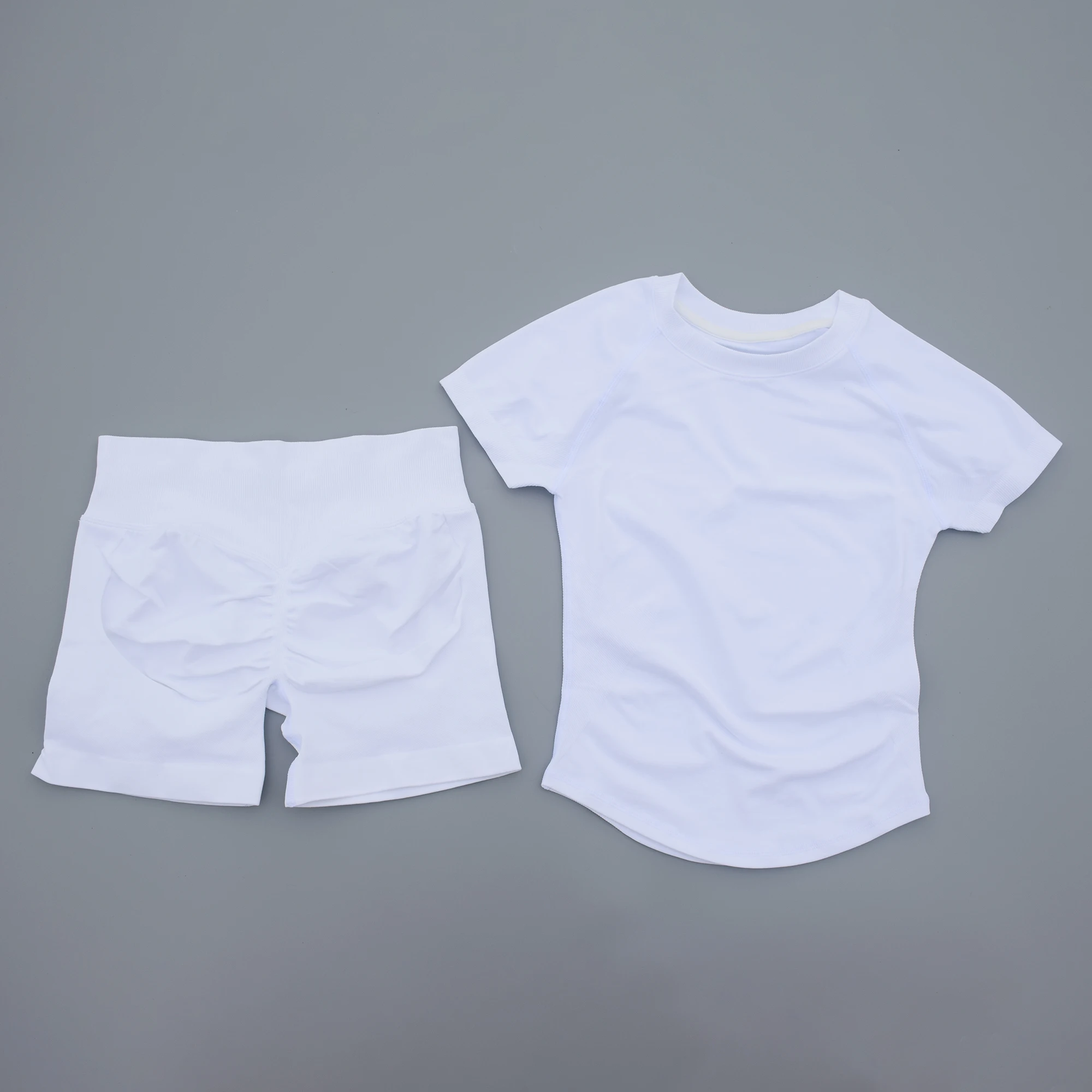 2 Pieces Sports Sets Short Sleeve Seamless Yoga Top Fitness Set Women Workout Running Sports Shorts Gym Suit