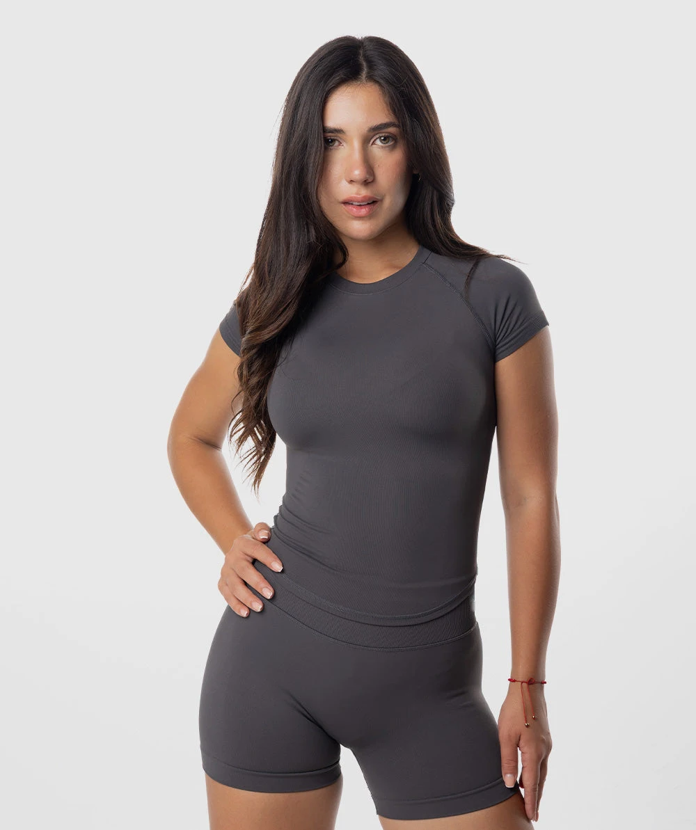 2 Pieces Sports Sets Short Sleeve Seamless Yoga Top Fitness Set Women Workout Running Sports Shorts Gym Suit