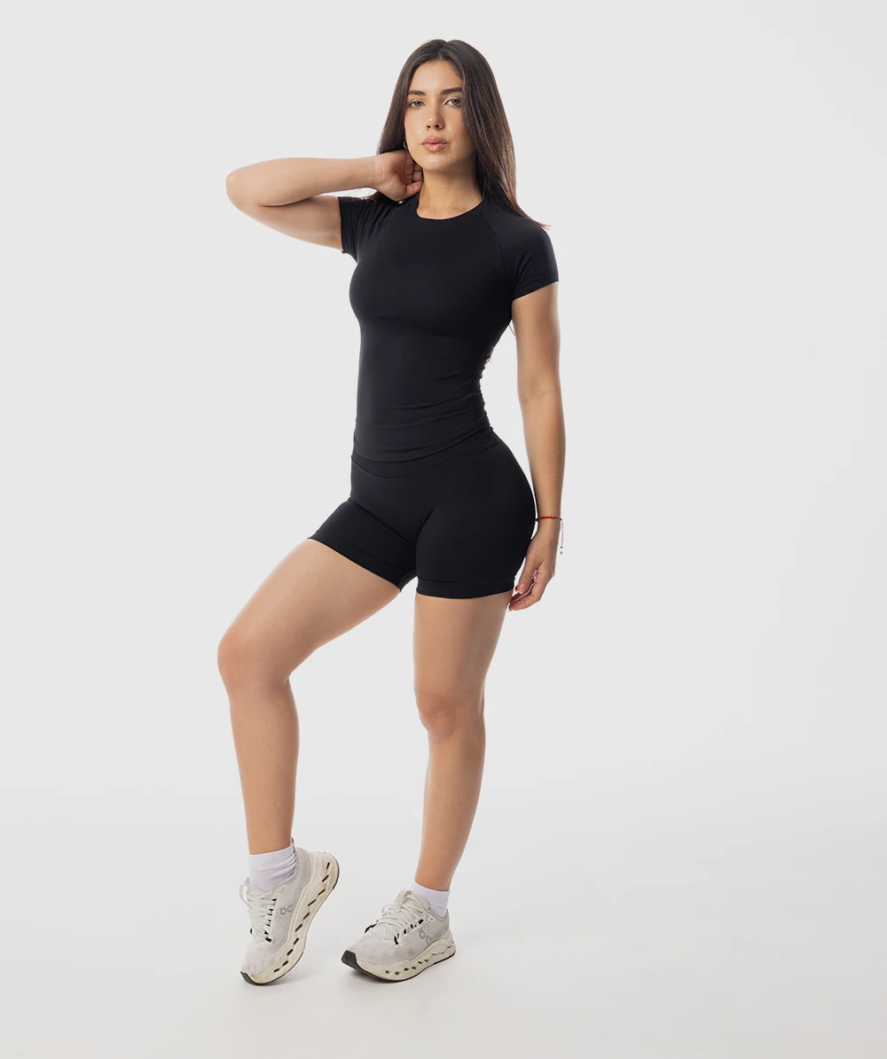 2 Pieces Sports Sets Short Sleeve Seamless Yoga Top Fitness Set Women Workout Running Sports Shorts Gym Suit