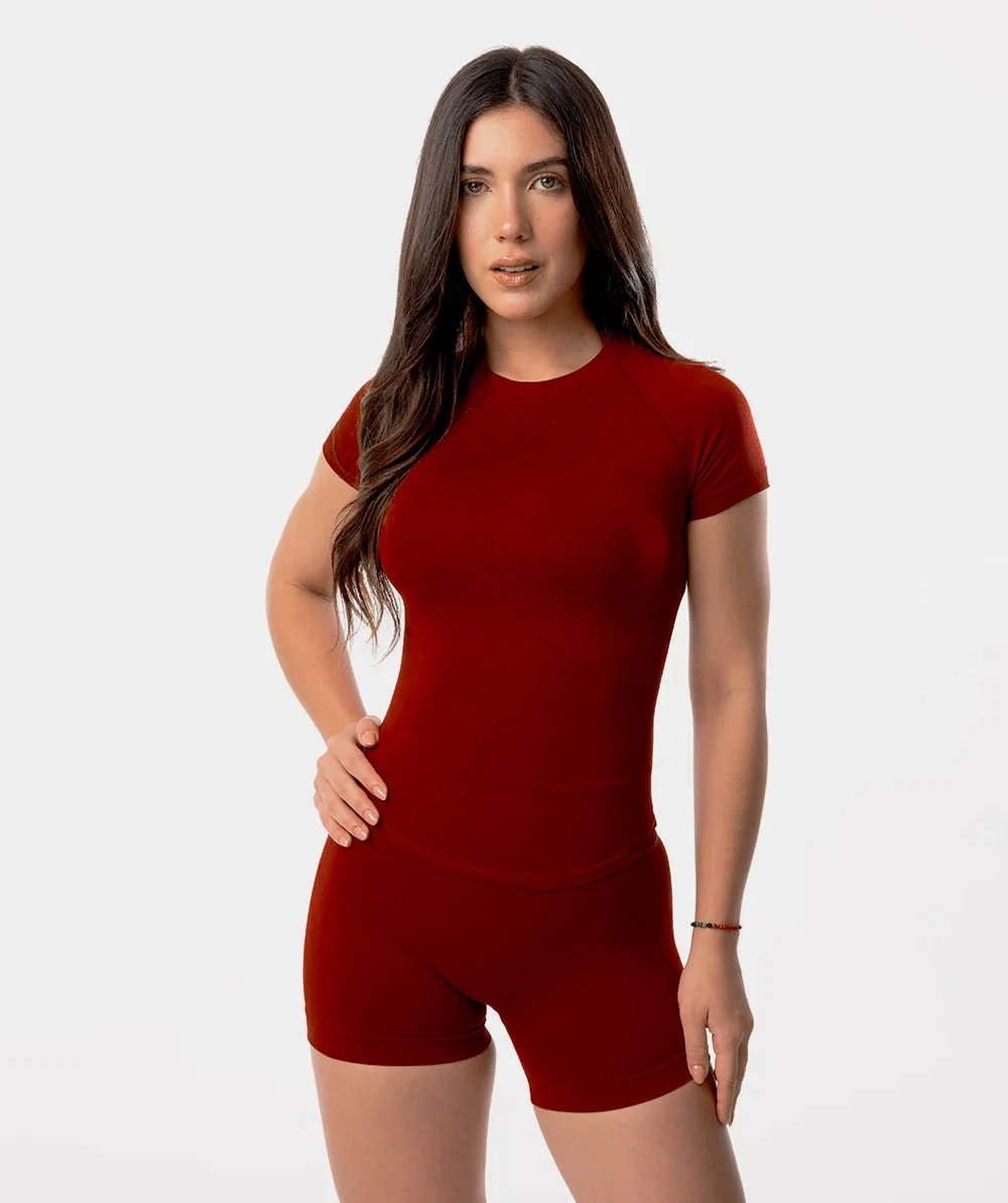 2 Pieces Sports Sets Short Sleeve Seamless Yoga Top Fitness Set Women Workout Running Sports Shorts Gym Suit