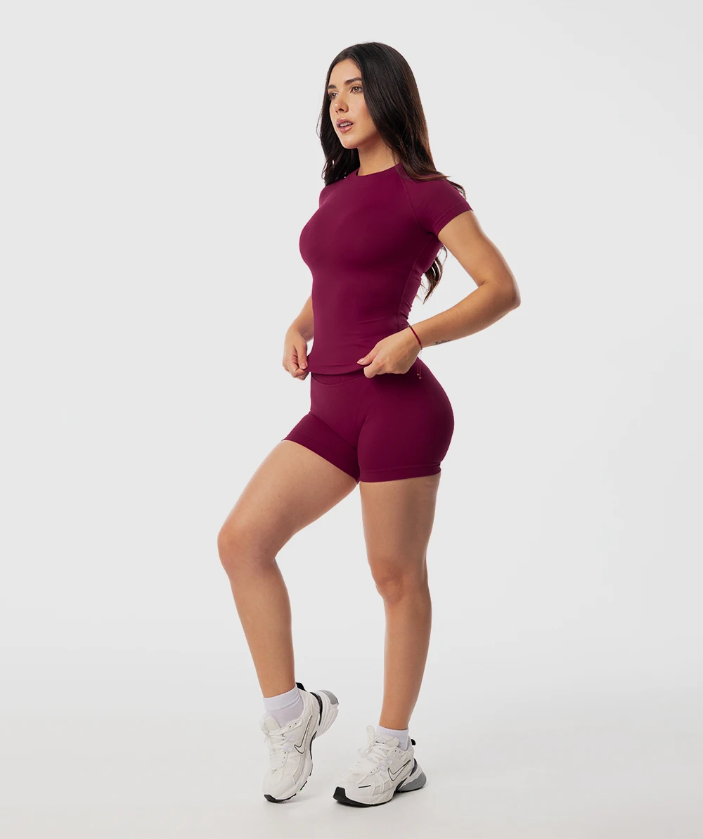 2 Pieces Sports Sets Short Sleeve Seamless Yoga Top Fitness Set Women Workout Running Sports Shorts Gym Suit