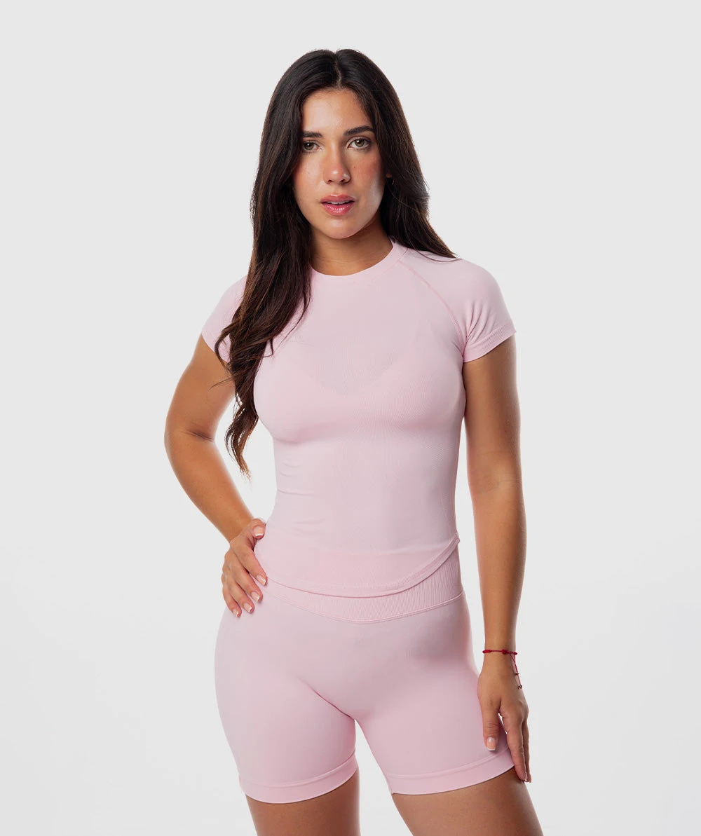 2 Pieces Sports Sets Short Sleeve Seamless Yoga Top Fitness Set Women Workout Running Sports Shorts Gym Suit