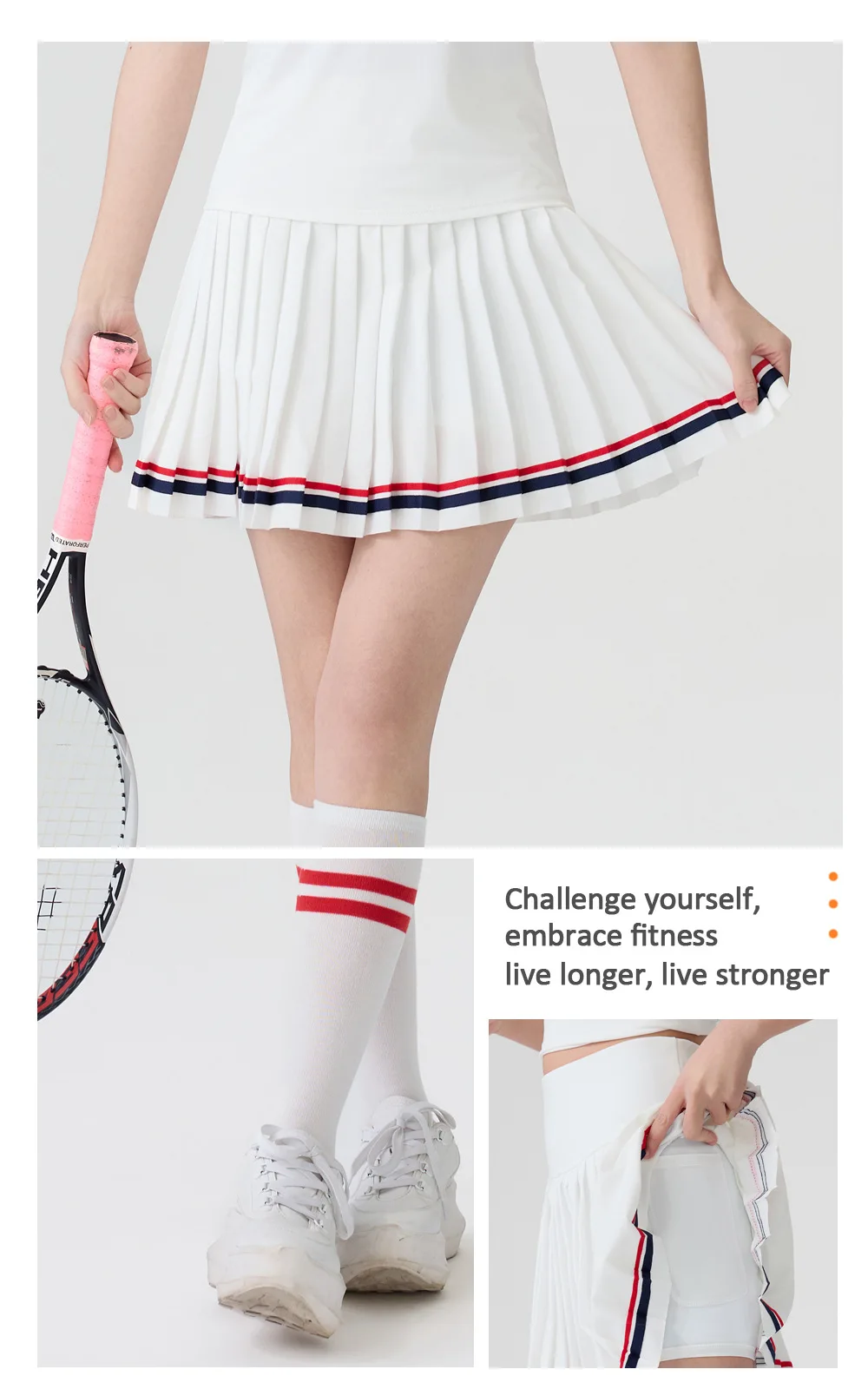 New Style Tennis Skirt, High-Waisted Slimming Tennis Wear, Quick-Drying Half-Length Pleated Skirt, Badminton Running Fitness Sports Short Skirt
