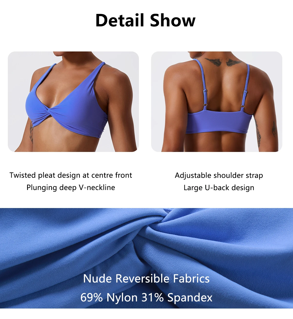 Ctenkevet Women's Ultra Soft Push-Up Sports Bra Summer New Breathable Yoga Workout Top Backless Fitness Crop Gym Underwear