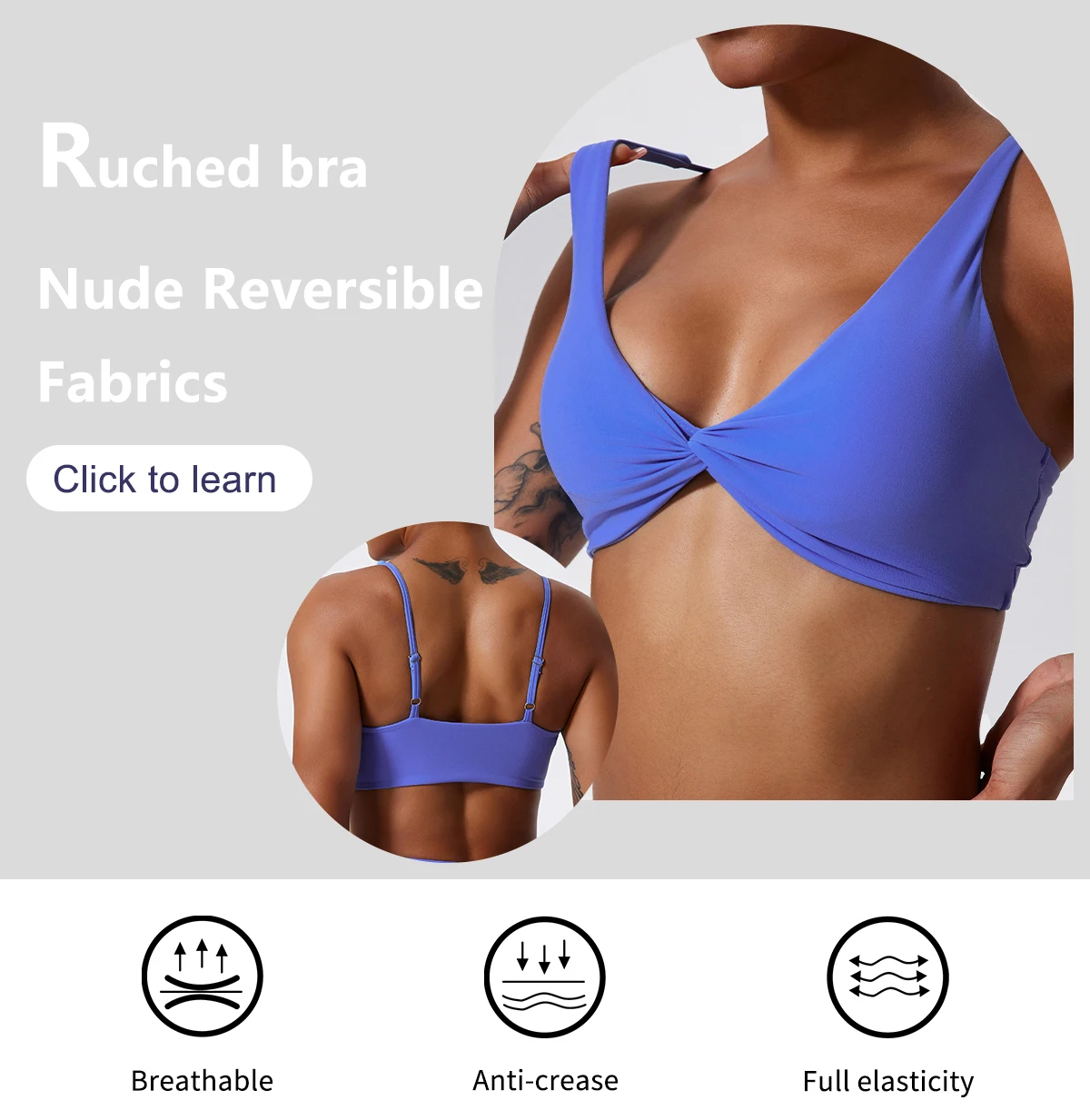 Ctenkevet Women's Ultra Soft Push-Up Sports Bra Summer New Breathable Yoga Workout Top Backless Fitness Crop Gym Underwear