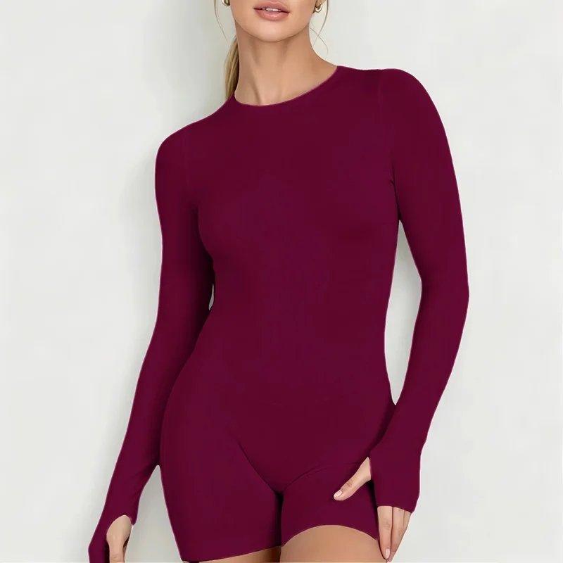 Sports Long Sleeve Jumpsuit Woman Seamless Tummy Control Backless Shaper Hip Lifting Yoga Bodysuit Fitness Gym Workout One Piece