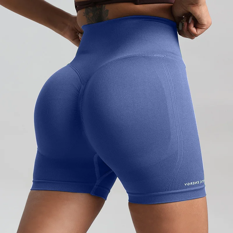 New Seamless Knitted Fitness Pants Women Running Sports Cycling Pants Yoga Clothing Belly Tight Three-point Shorts