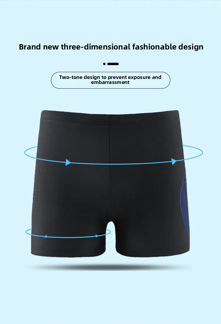 Professional Mens Swimwear Square Leg Quick Dry Swim Trunks for Beach Hot Spring