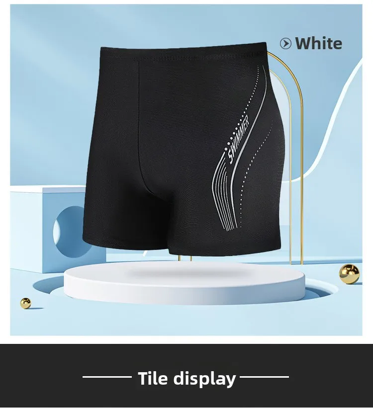 Professional Mens Swimwear Square Leg Quick Dry Swim Trunks for Beach Hot Spring