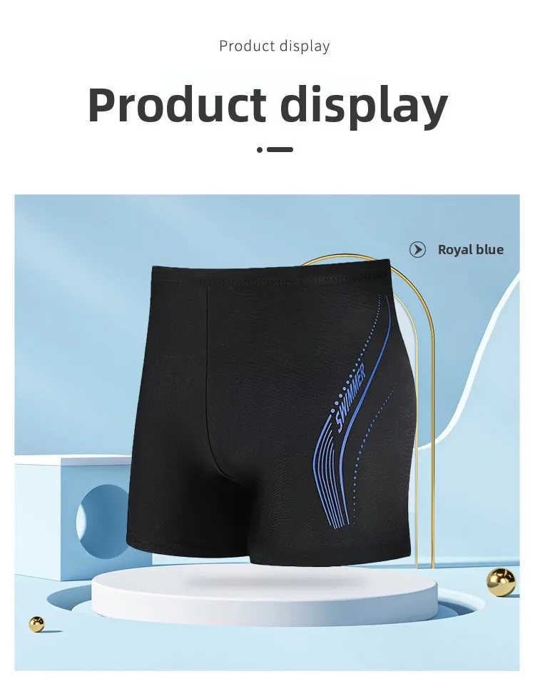 Professional Mens Swimwear Square Leg Quick Dry Swim Trunks for Beach Hot Spring