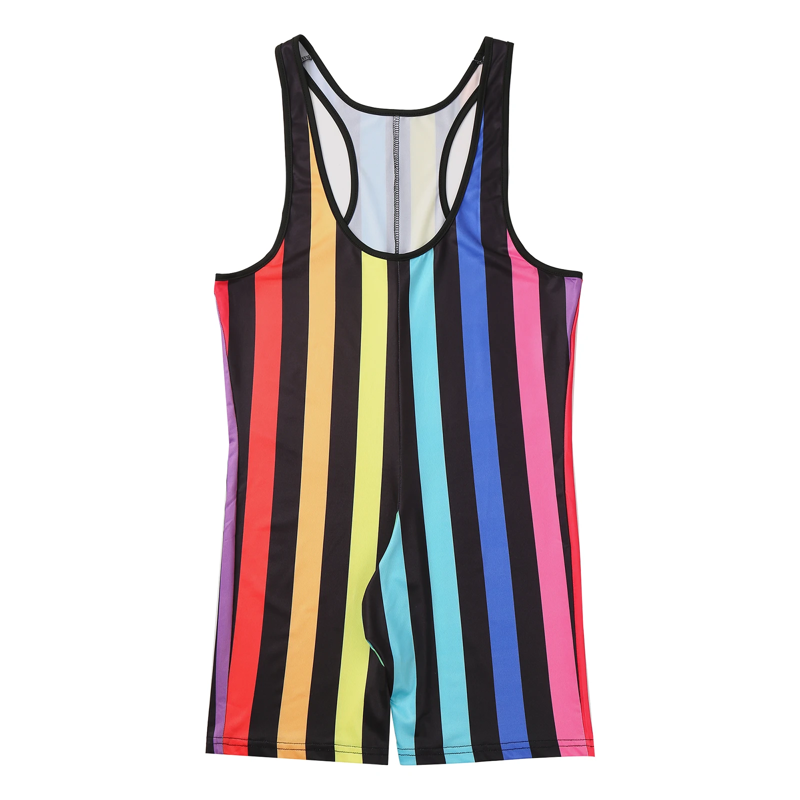 Mens Swim Bodysuit Striped Leotard Wrestling Singlet One Piece Swimsuit Beachwear Boxer Shorts Rompers Bodybuilding Shapewear