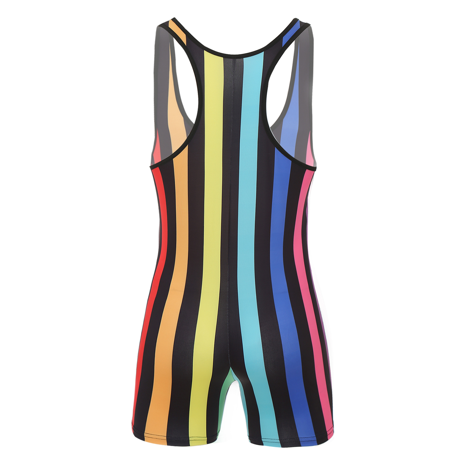 Mens Swim Bodysuit Striped Leotard Wrestling Singlet One Piece Swimsuit Beachwear Boxer Shorts Rompers Bodybuilding Shapewear