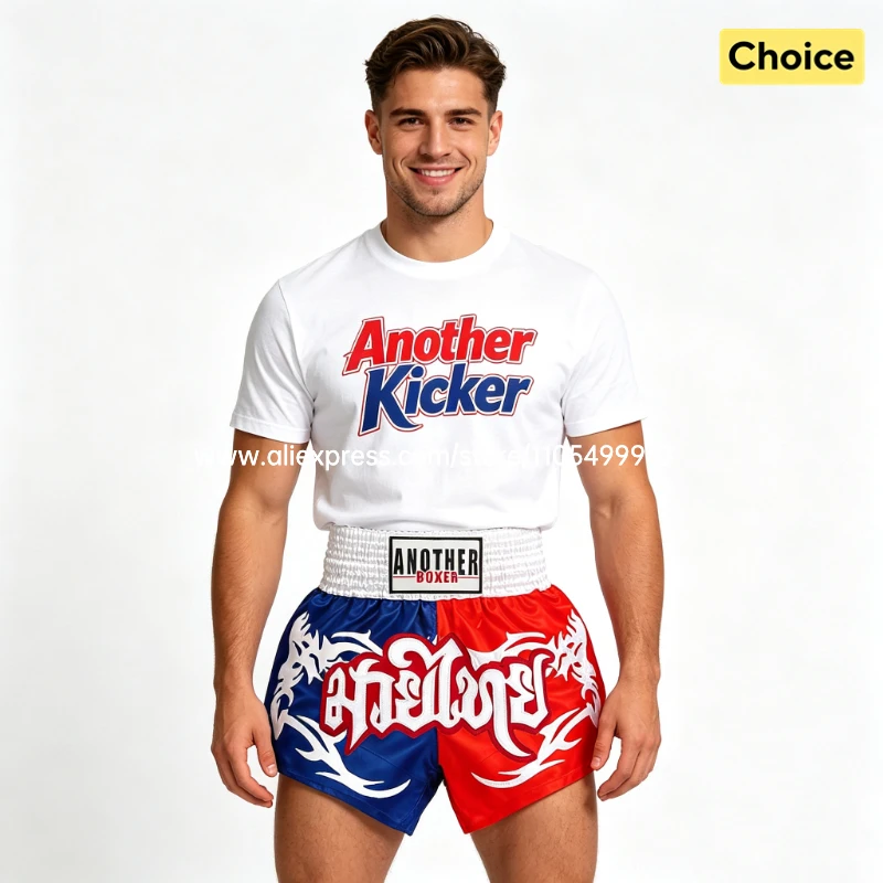 Embroidery Muay Thai Boxing Shorts Satin Elastic Waist Fight Trunks for Men Women Kids Kickboxing Martial Arts Training Sparring