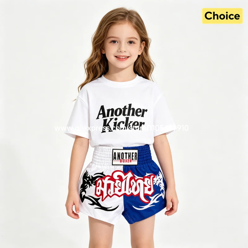 Embroidery Muay Thai Boxing Shorts Satin Elastic Waist Fight Trunks for Men Women Kids Kickboxing Martial Arts Training Sparring