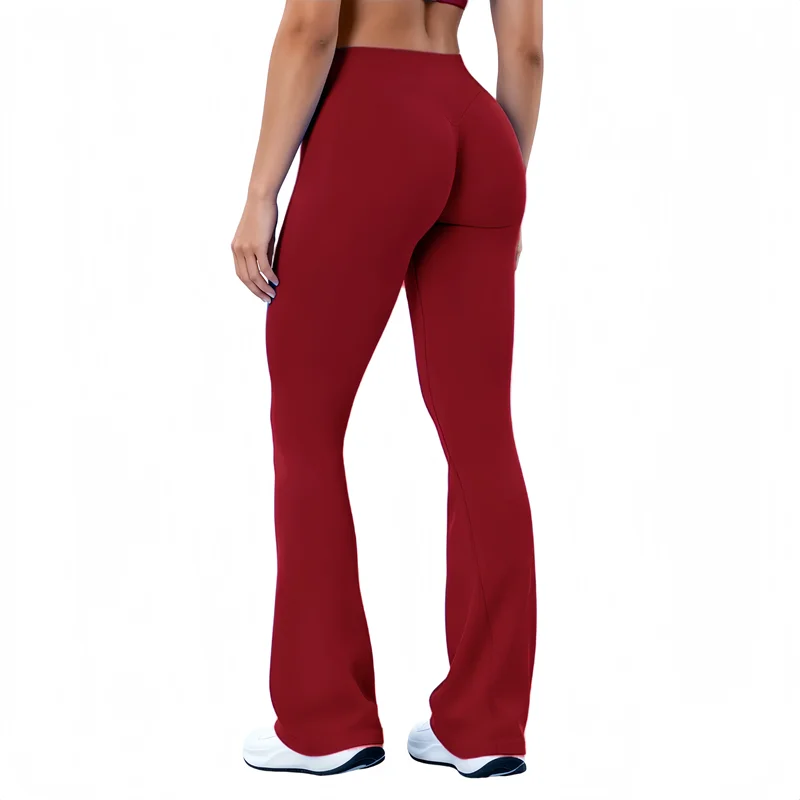 HISTELLO Yoga Flare Pants Low Waist Seamless Scrunch Butt Lifting Tummy Control Workout Gym Sports Bell Bottom Leggings
