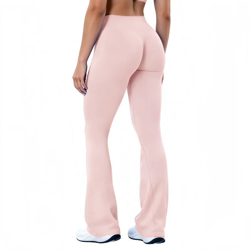 HISTELLO Yoga Flare Pants Low Waist Seamless Scrunch Butt Lifting Tummy Control Workout Gym Sports Bell Bottom Leggings