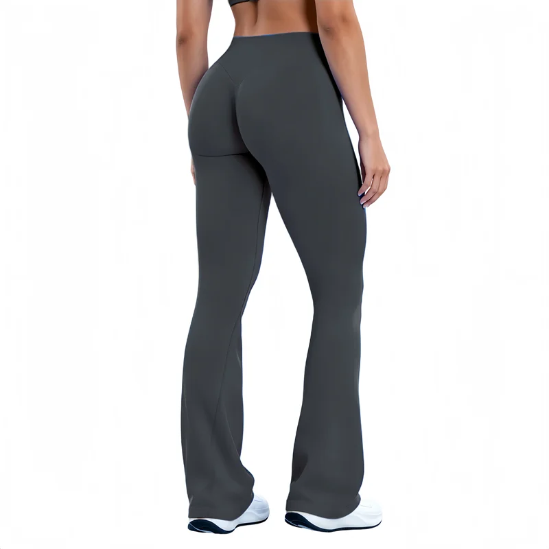 HISTELLO Yoga Flare Pants Low Waist Seamless Scrunch Butt Lifting Tummy Control Workout Gym Sports Bell Bottom Leggings