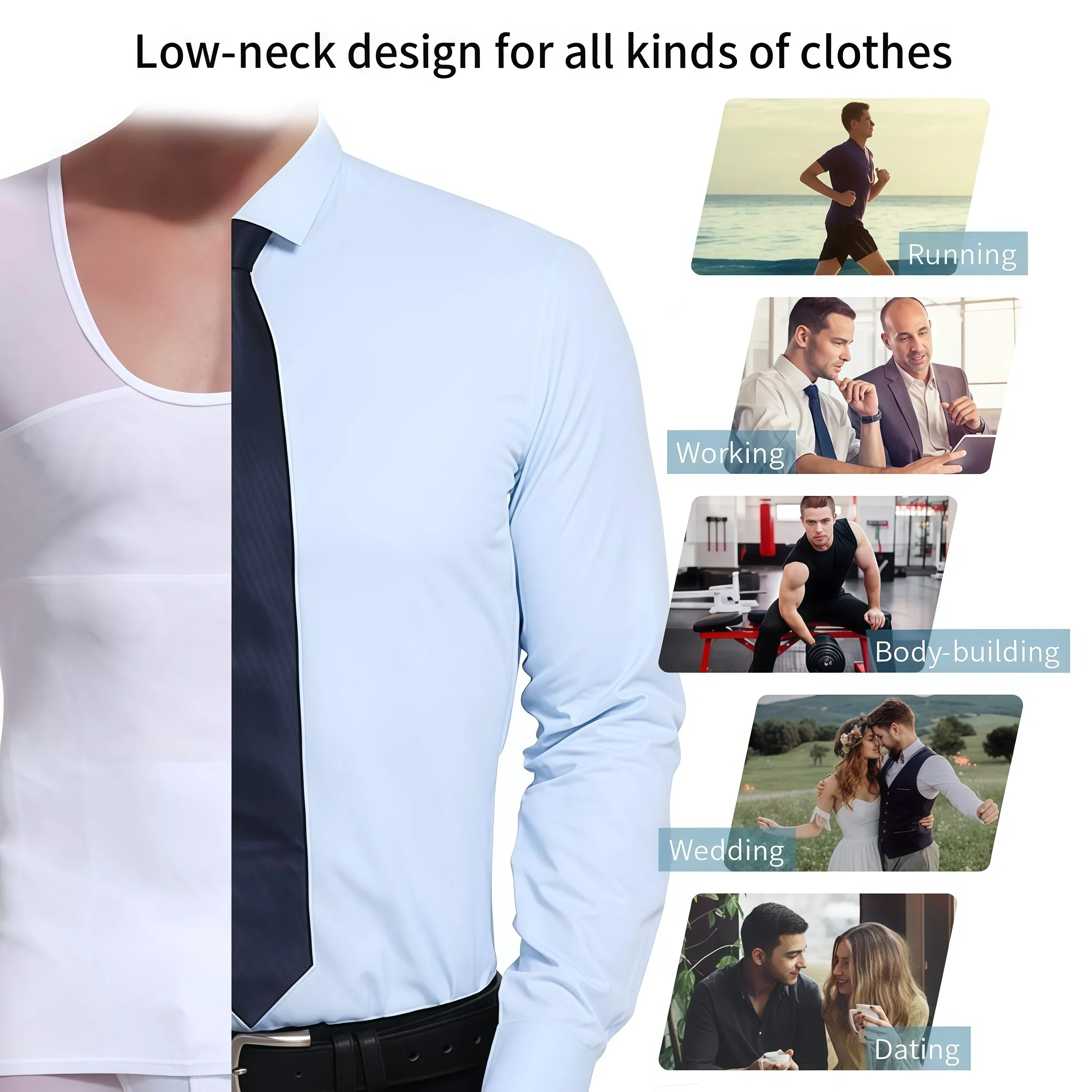 Sleeveless Body Shaper Vest for Men, Mesh Invisible Cross Compression Undershirt,Tummy Control Slimming Shapewear for Beer Belly