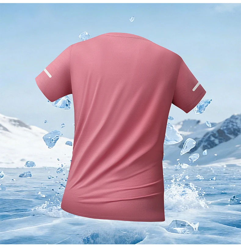 CHRLCK US/EU Size Women Mesh Short Sleeves Street Jogging Fitness Solid Color Breathable T-shirt Women Reflective Strip T-shirt