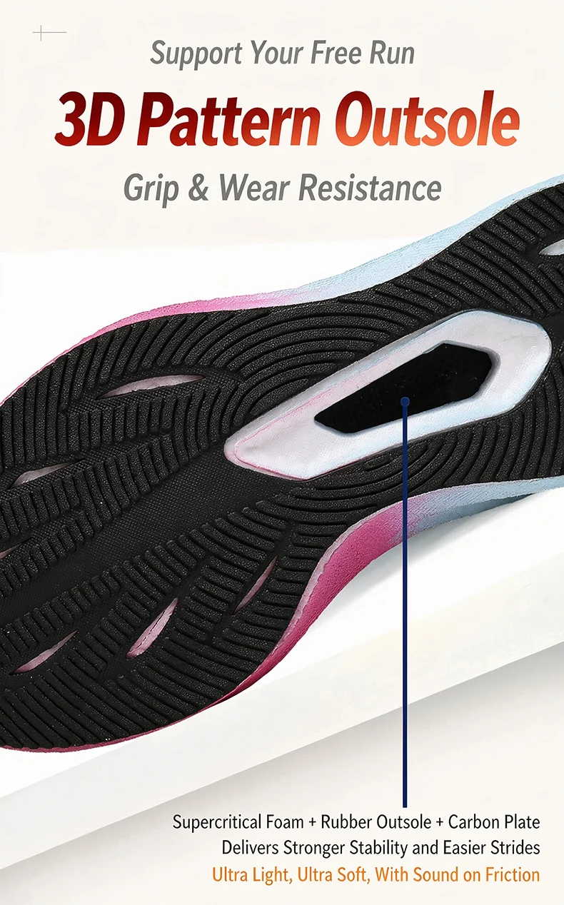 Women‘s Carbon Plate Running Shoes Men's Marathon Sneakers Casual Speciality Lightweight Athletic Nonskid Sneakers