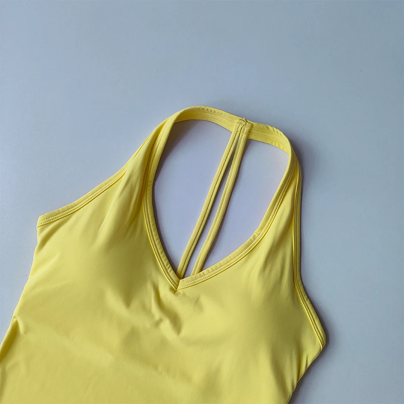 Sports Underwear V-neck Summer Neck Halter Beautiful Back Yoga Suit Vest Gathering Outside Wearing Running Gym Fitness Bra