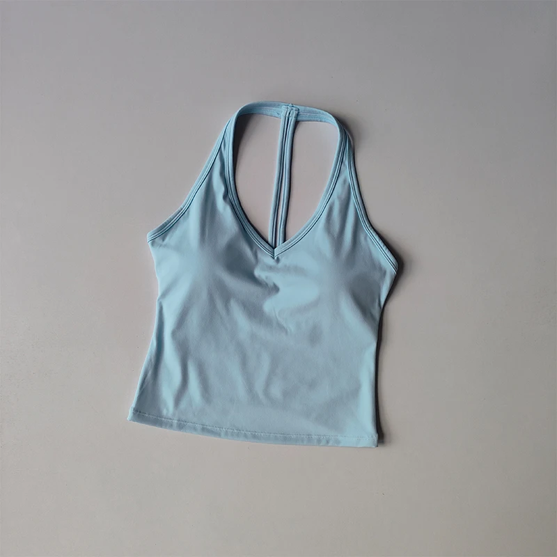 Sports Underwear V-neck Summer Neck Halter Beautiful Back Yoga Suit Vest Gathering Outside Wearing Running Gym Fitness Bra