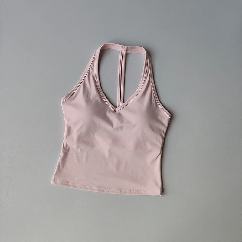 Sports Underwear V-neck Summer Neck Halter Beautiful Back Yoga Suit Vest Gathering Outside Wearing Running Gym Fitness Bra