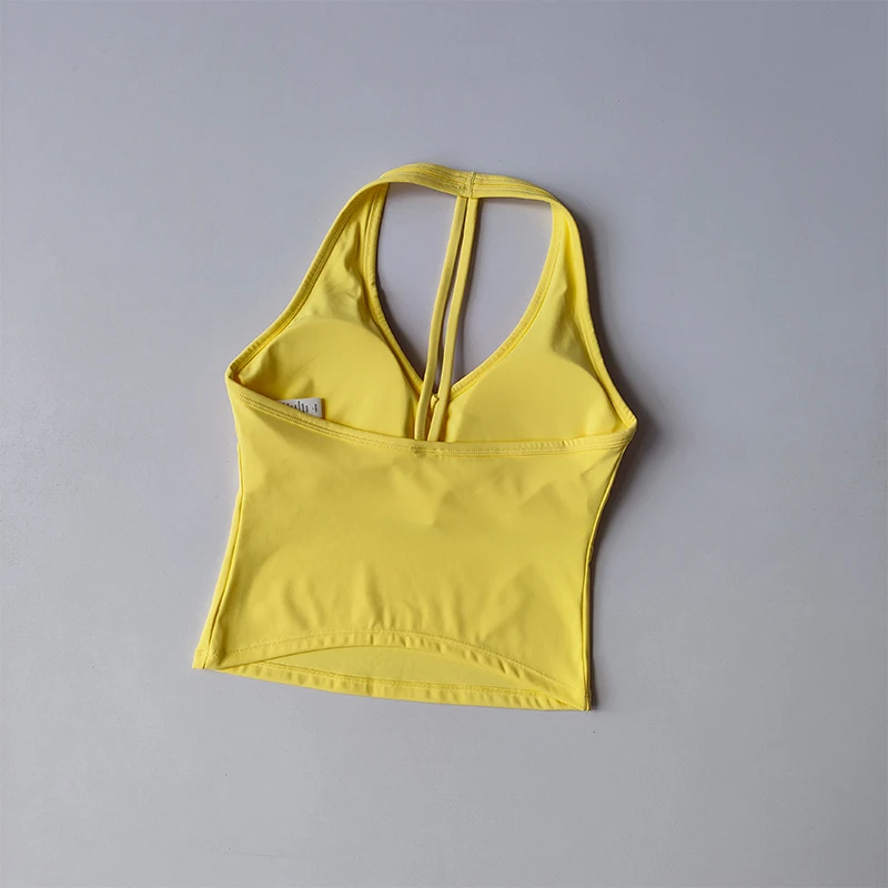 Sports Underwear V-neck Summer Neck Halter Beautiful Back Yoga Suit Vest Gathering Outside Wearing Running Gym Fitness Bra