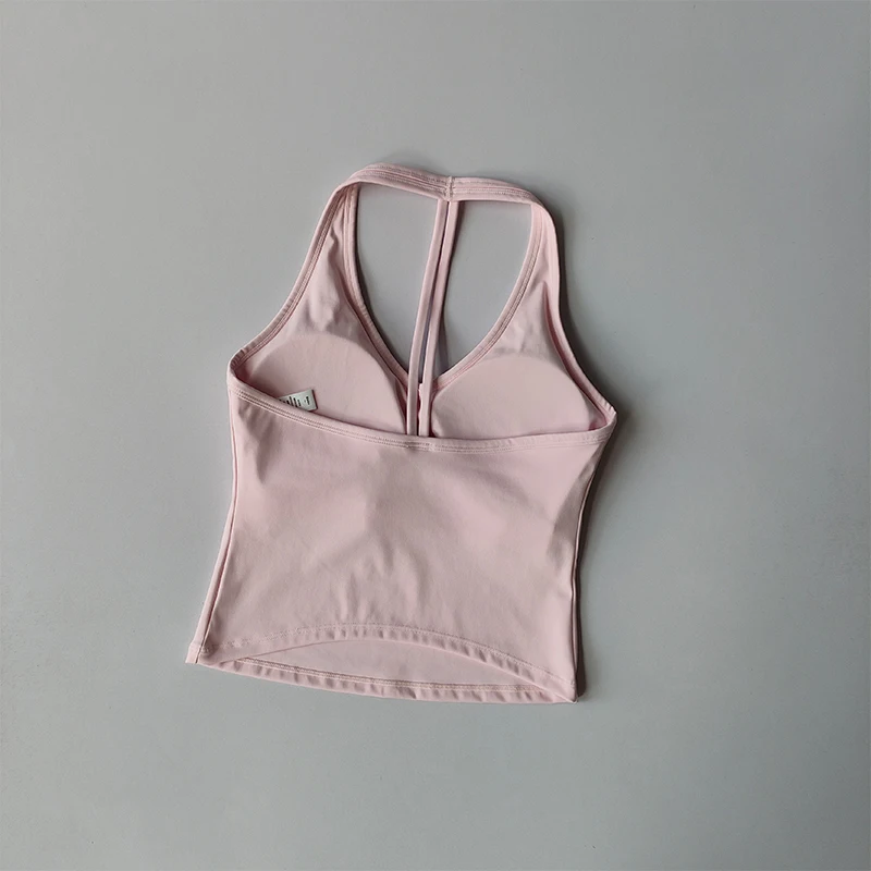 Sports Underwear V-neck Summer Neck Halter Beautiful Back Yoga Suit Vest Gathering Outside Wearing Running Gym Fitness Bra